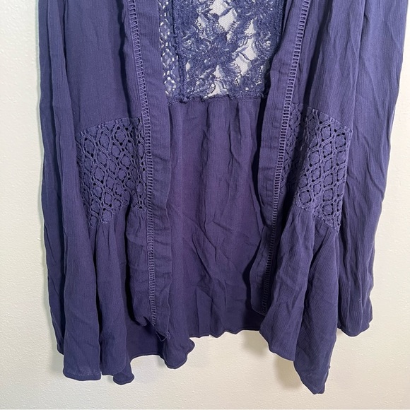 Knox Rose Open Front Cardigan Navy Blue Crochet Lace M - Picture 4 of 9
